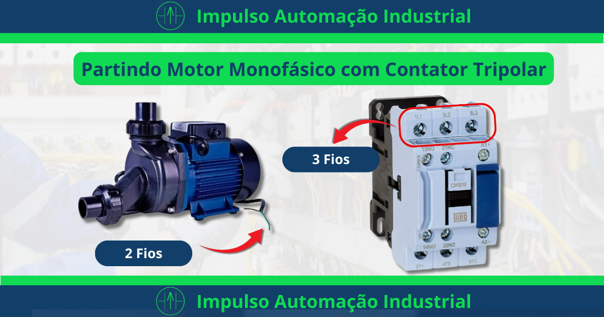 como partir motor monofasico utilizando contator tripolar