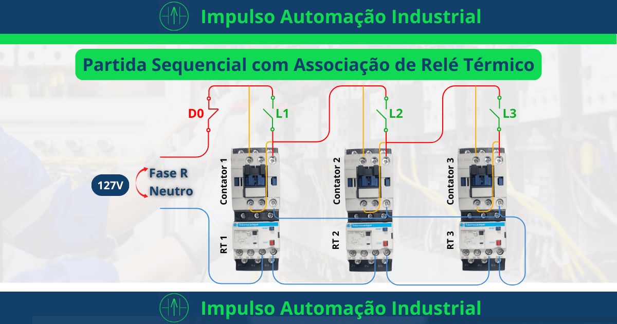 Partida Sequencial com Contato de Selo e Associação de Relé Térmico